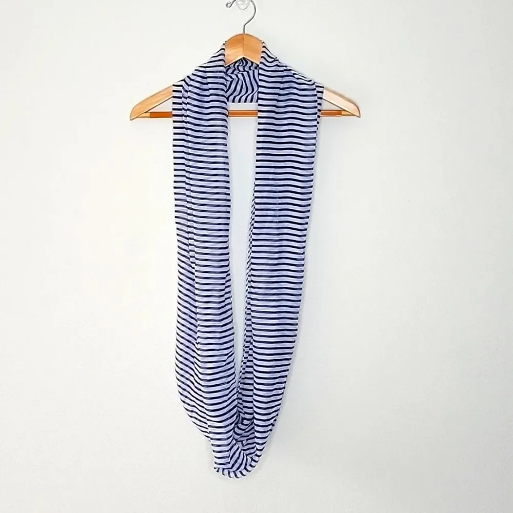 Diesel Blue White Striped Lightweight Casual Infinity Scarf OS Nautical